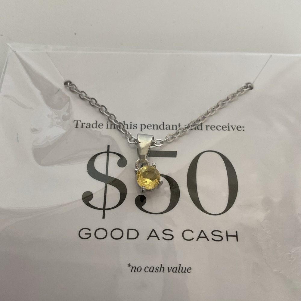 Effy citrine (faux) silvertone necklace NWT